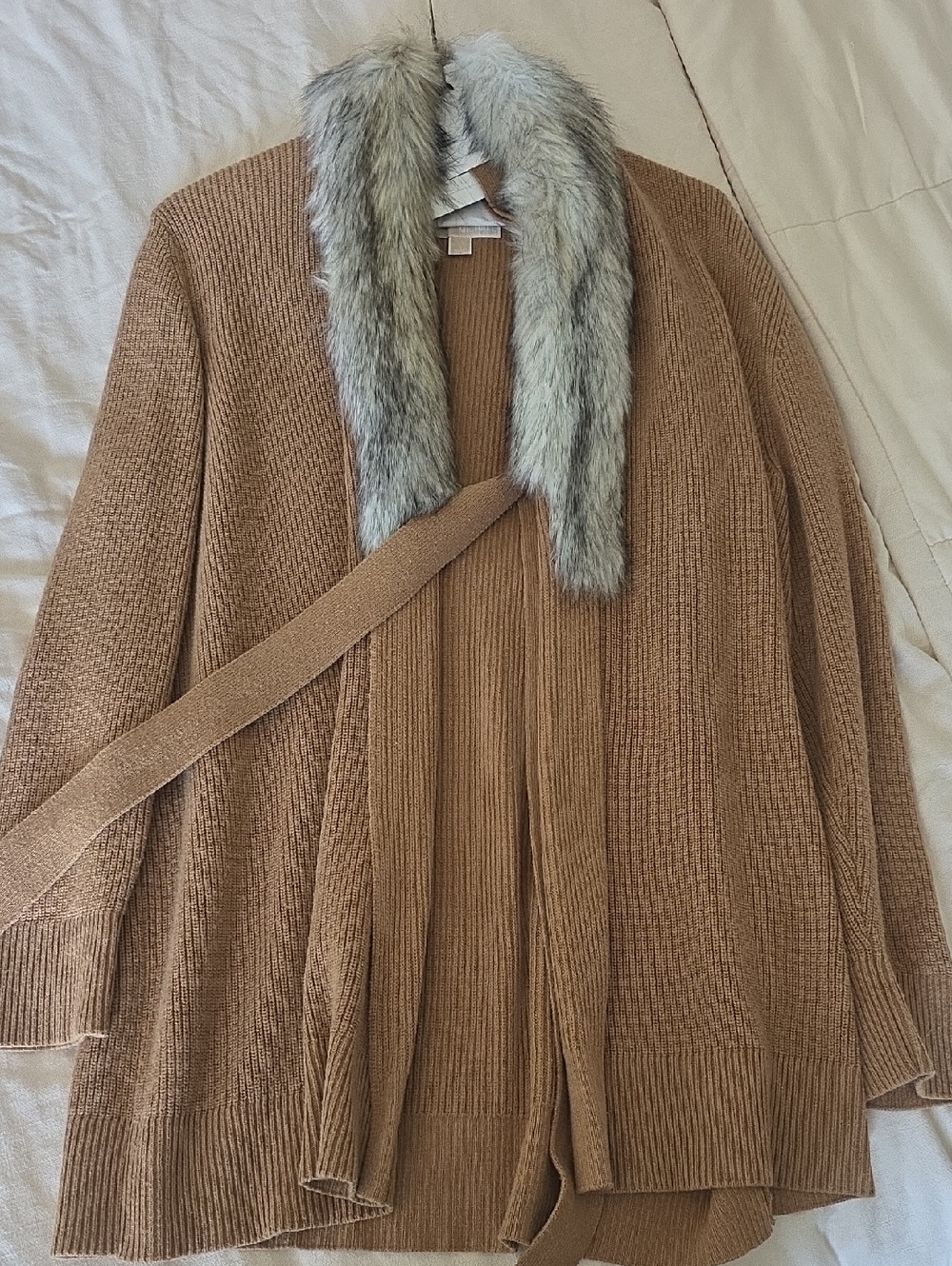 Michael Kors Faux Fur Knit Cardigan